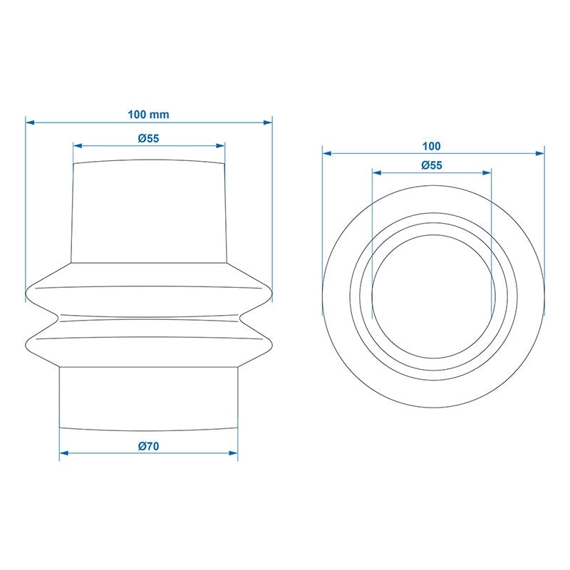 Kopplingsdamask lämplig för Peitz PAV/SR 0,7-2,7 55/70mm i blister