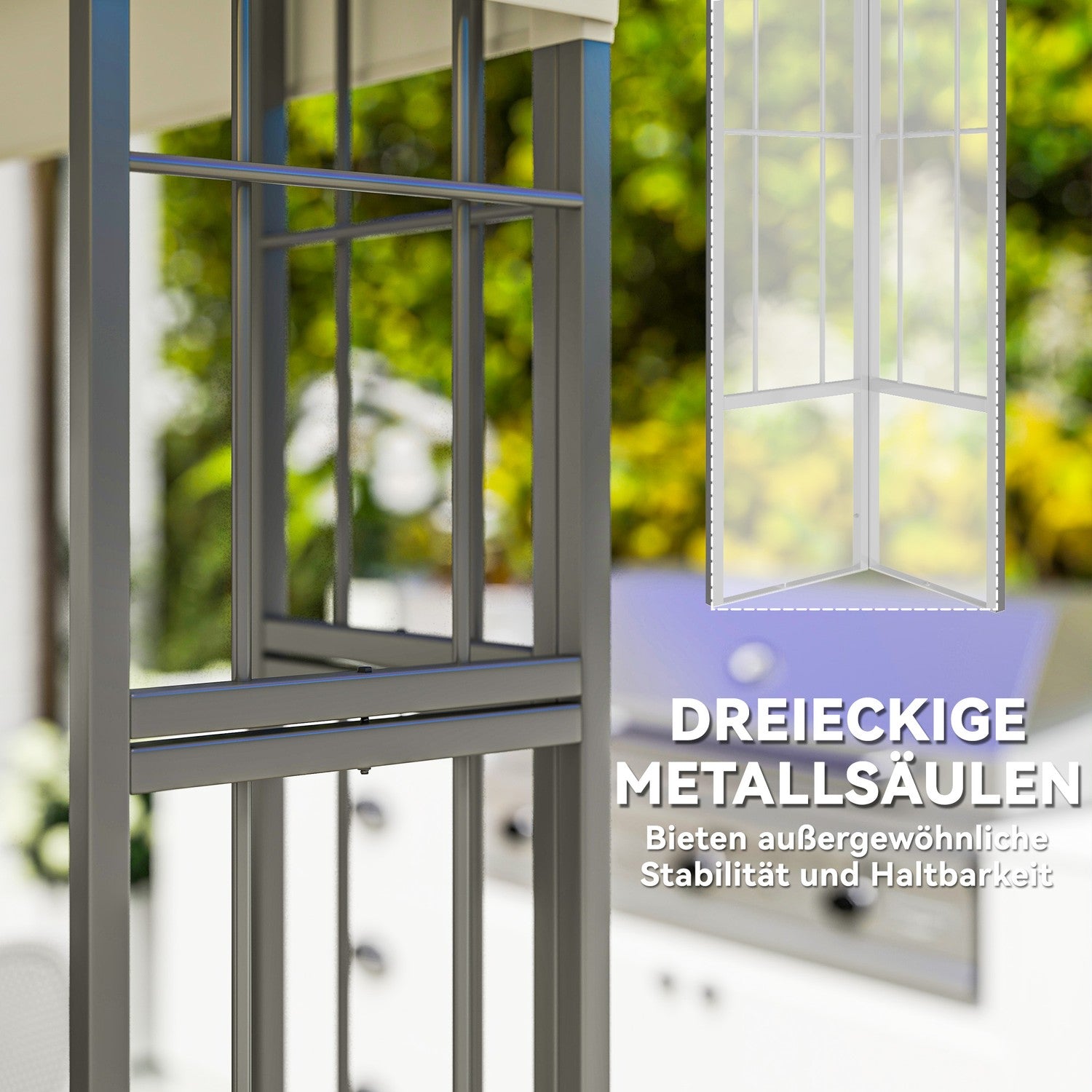 Krämvit 3x3m metalllusthus – UV- och vattenavvisande