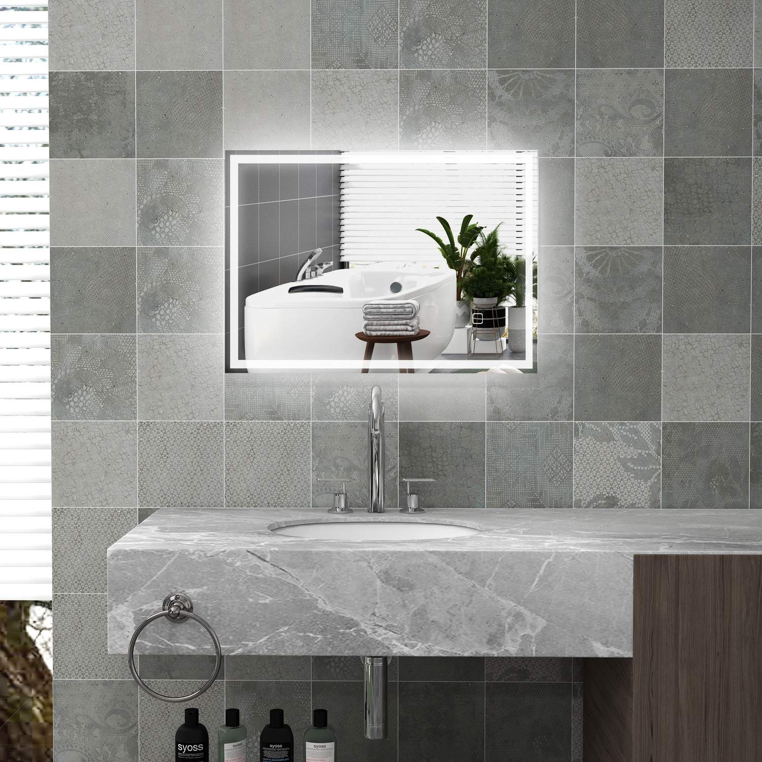 LED Badrumsspegel, 80x60cm, immafri, Touch Switch