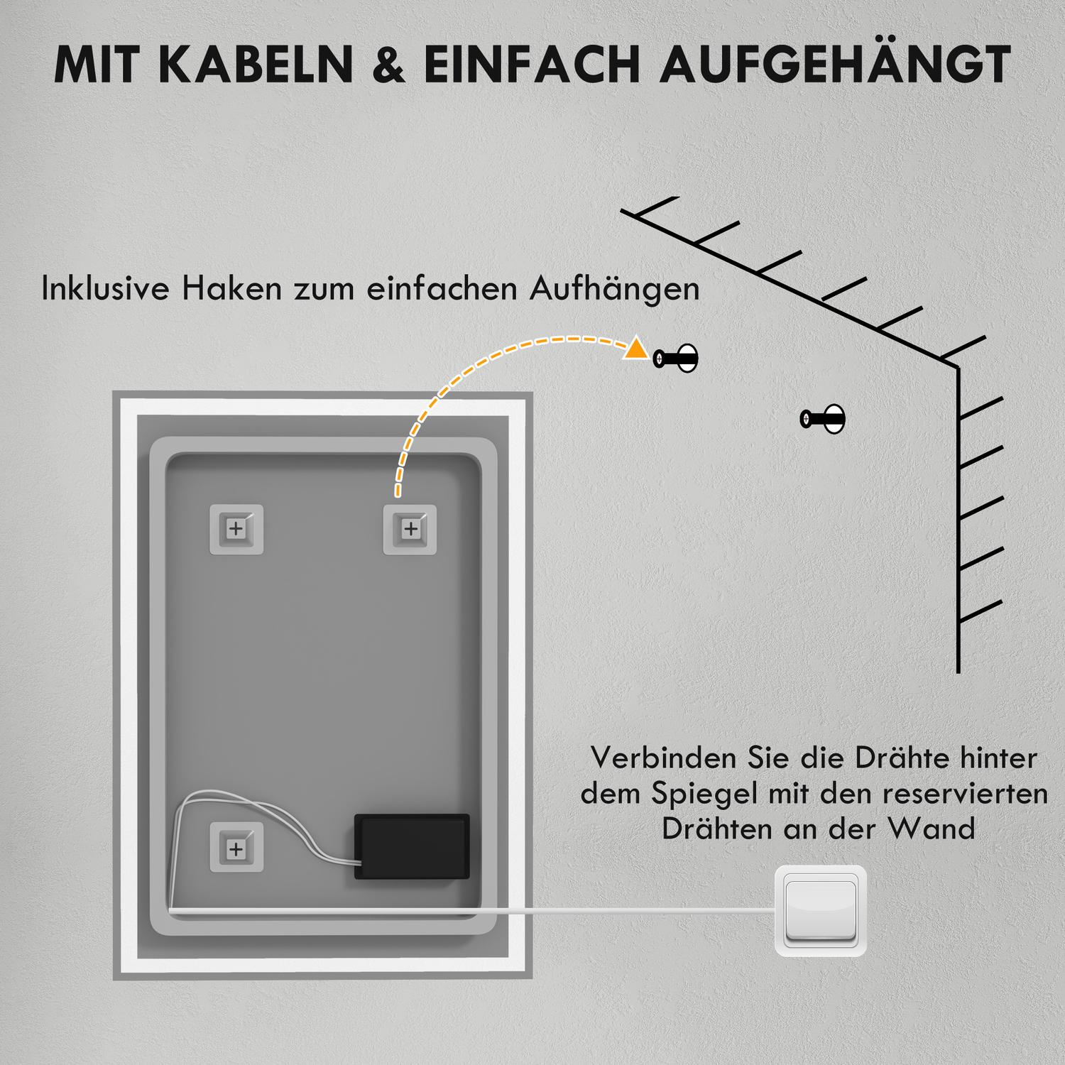 LED Badrumsspegel, 80x60cm, immafri, Touch Switch