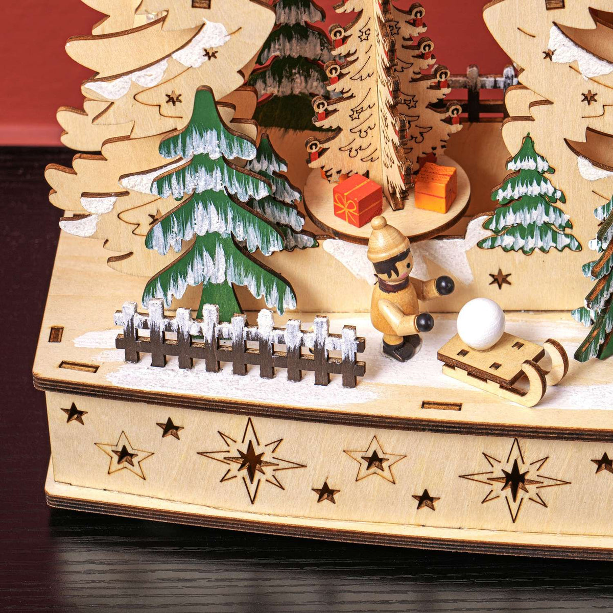 LED-belicht houten kerstdorp – 20 lampjes, 45x12x30 cm