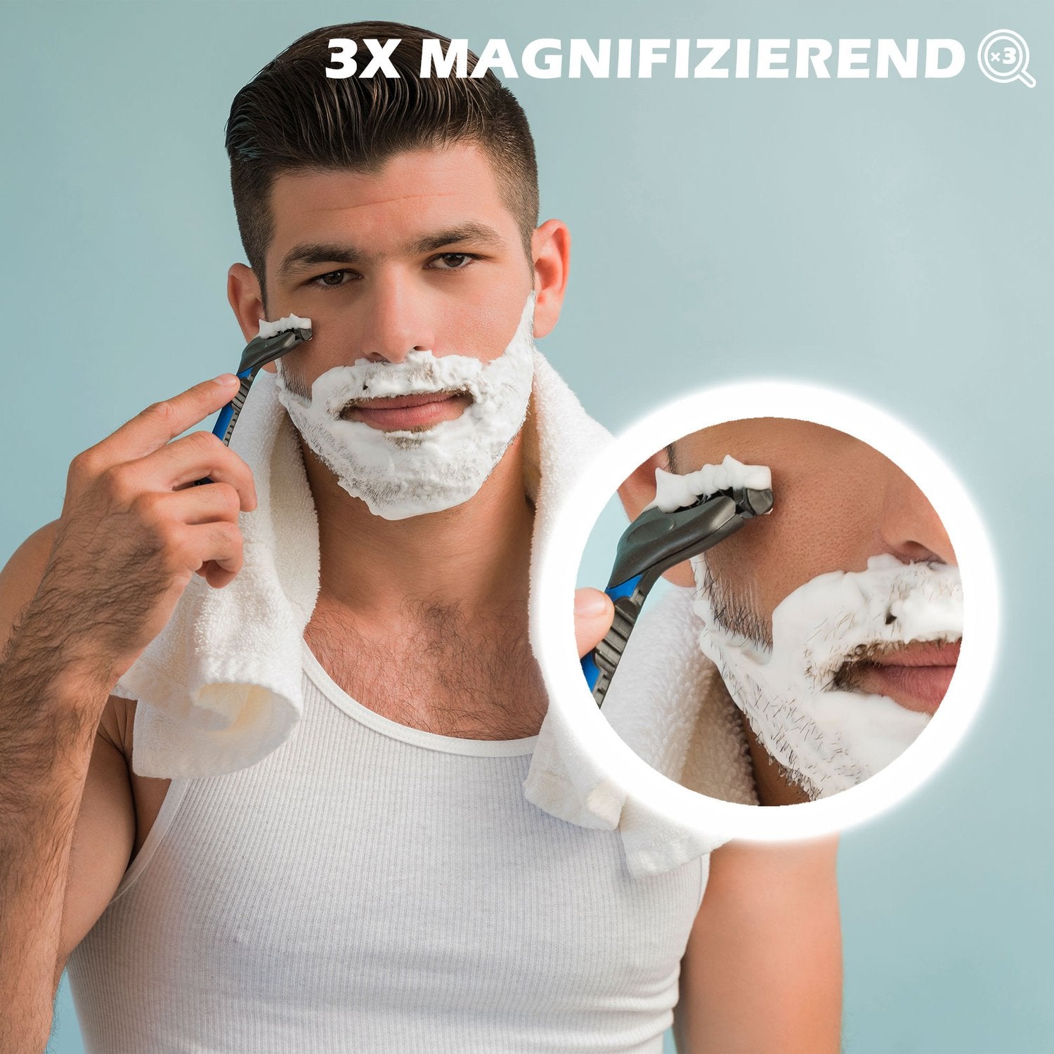 LED badrumsspegel med 3X förstoring, Touch, Anti-Imma