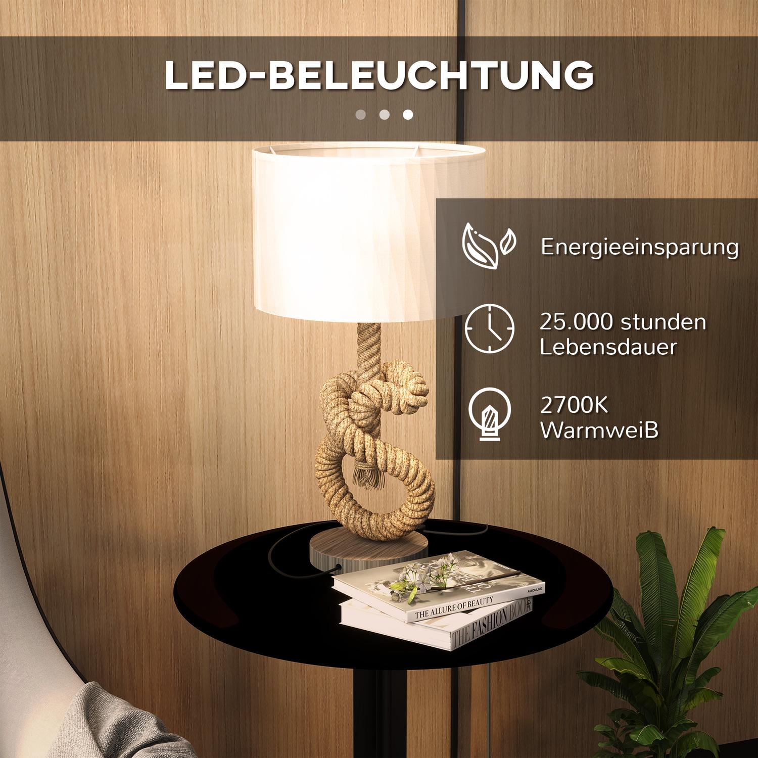 LED-bordslampa, USB-laddningsbar, E27-sockel, metalllinne