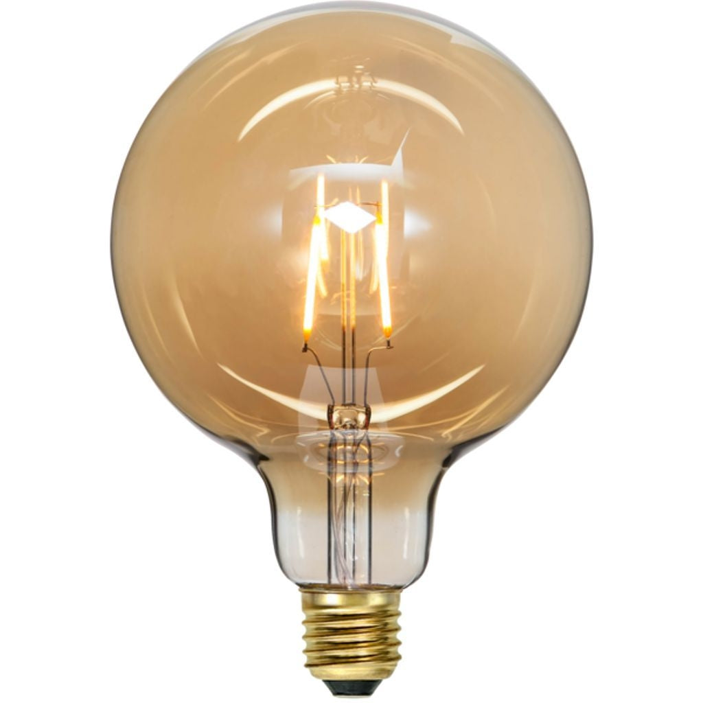 LED-lampa E27 G125 bärnstensfärgat glas 0,75W 2000K 80 lumen
