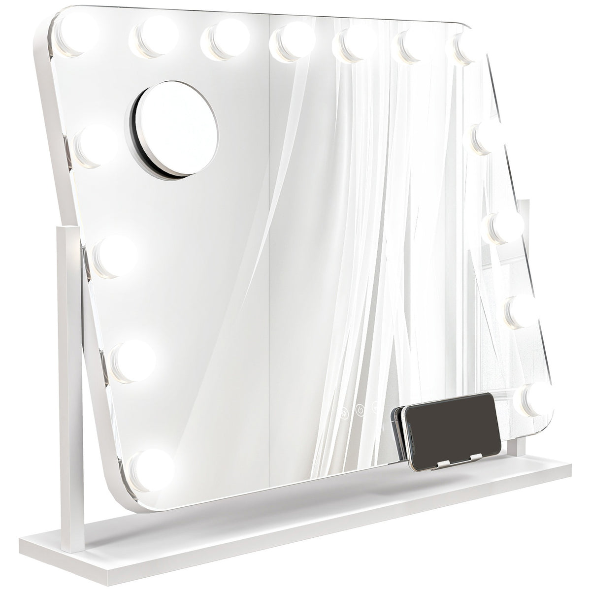 LED kosmetické zrcadlo – 3 režimy osvětlení, stmívatelné, USB, 62,5 x 49,5 cm