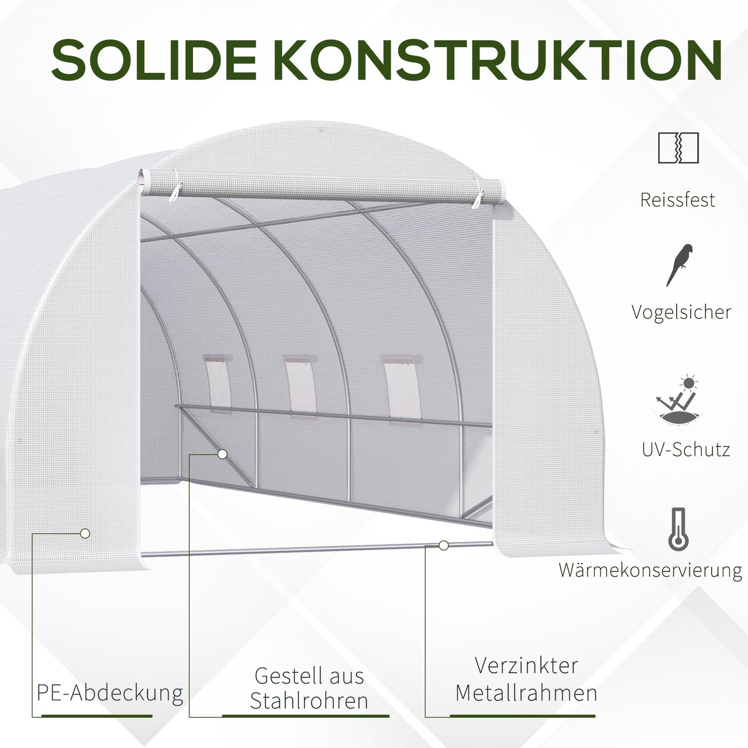 Greenhouse Storfilmsväxthus, 600X300X200Cm, För Växter Och Grönsaker, Väderbeständig