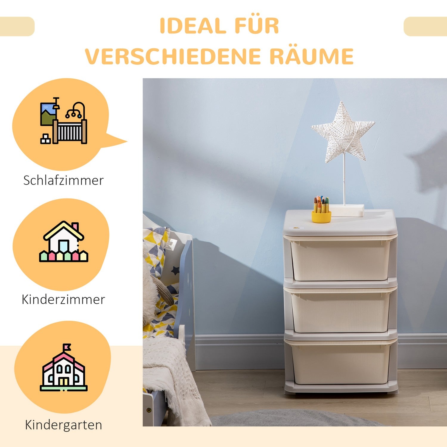 Lådskåp för barn – Leksaksupplägg, 3 nivåer