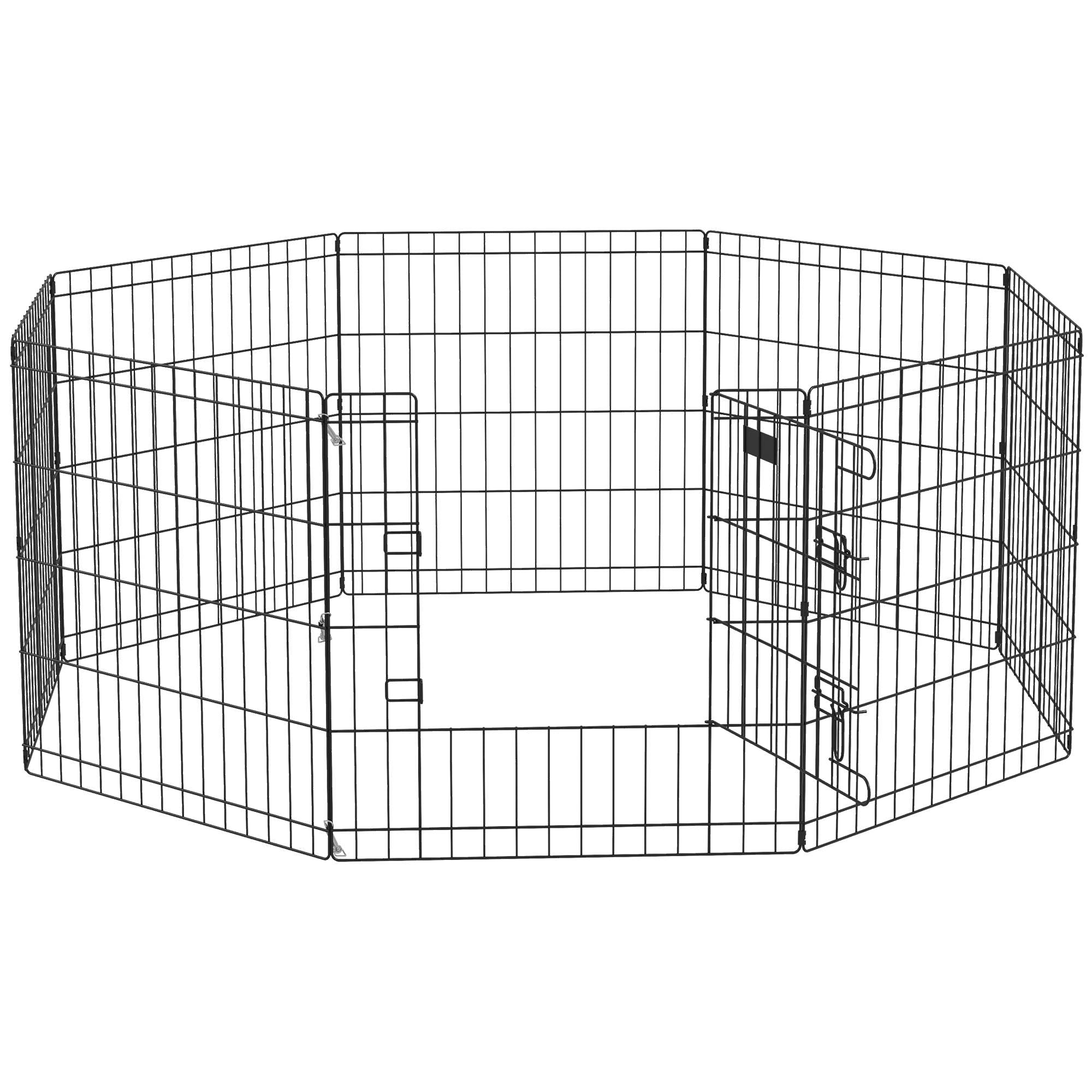 Dierenren met deur, binnen/buiten, metaal, 61 cm, zwart