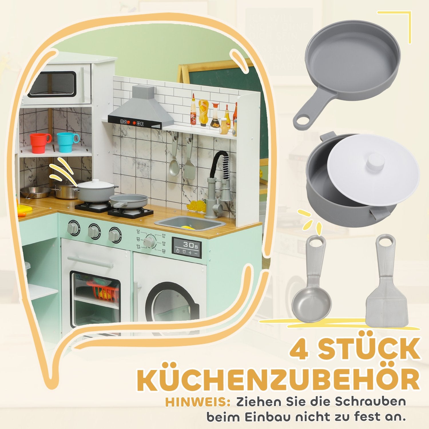 Lekkök för barn med svart tavla och realistiska funktioner