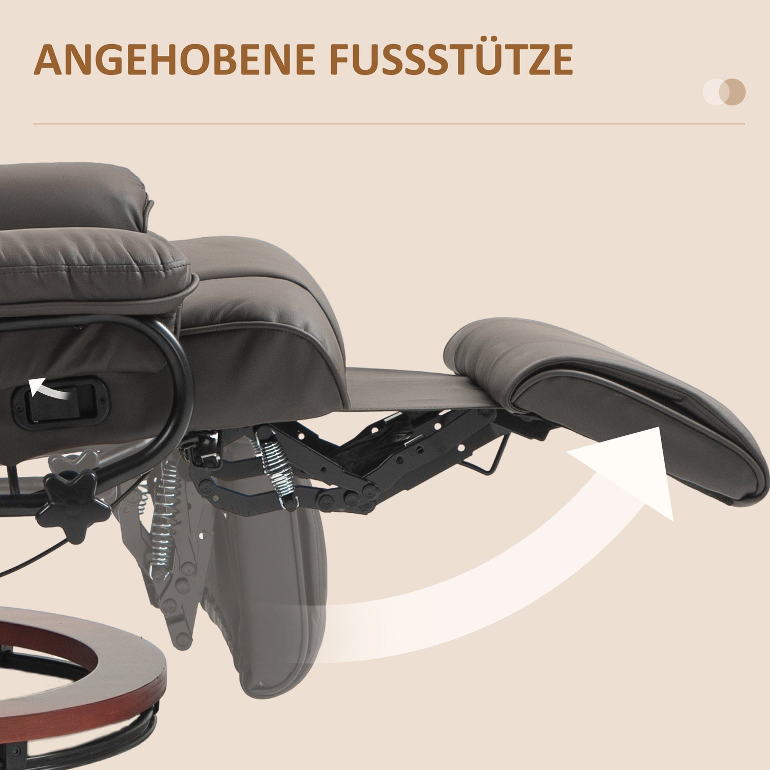 Liggande TV-stol i konstläder, Roterande, Brun, 150 kg Kapacitet