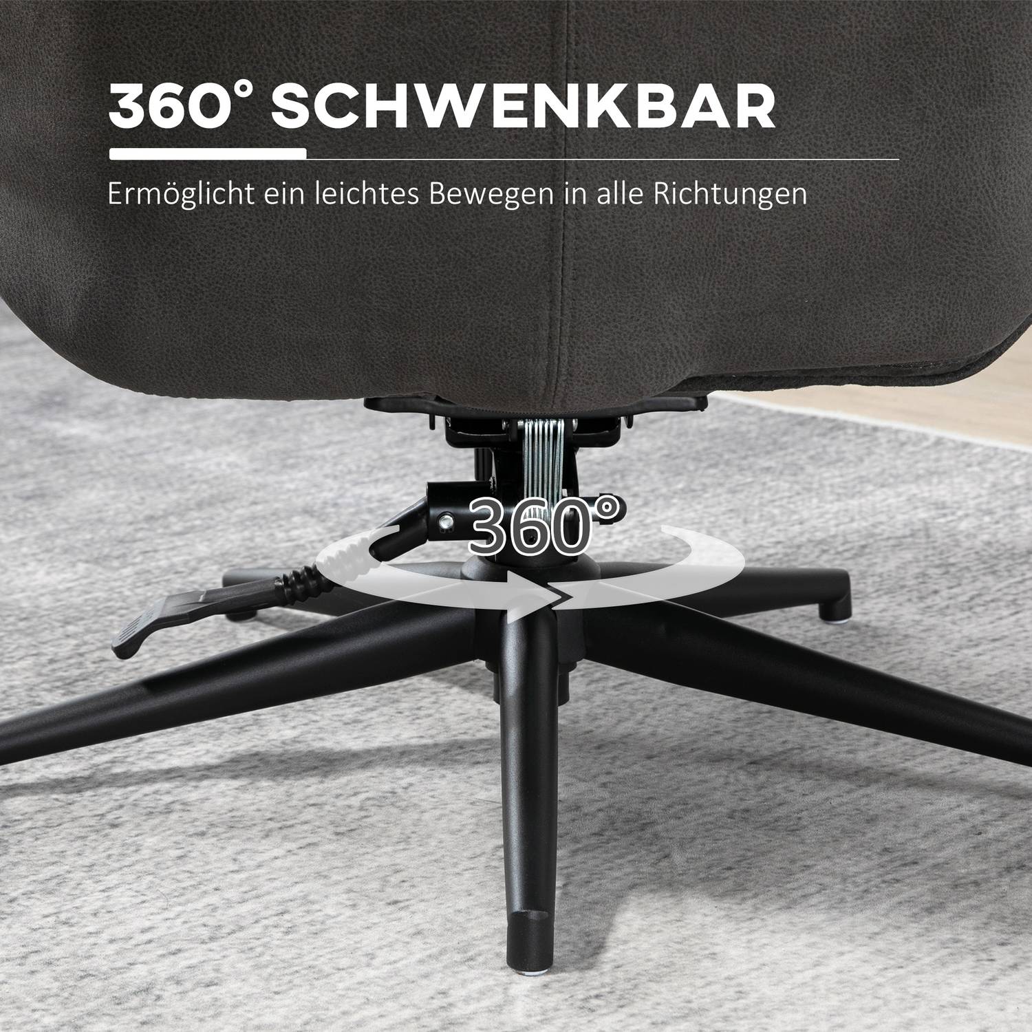 Liggande avkopplingsstolset med vridbar bas, mörkgrå