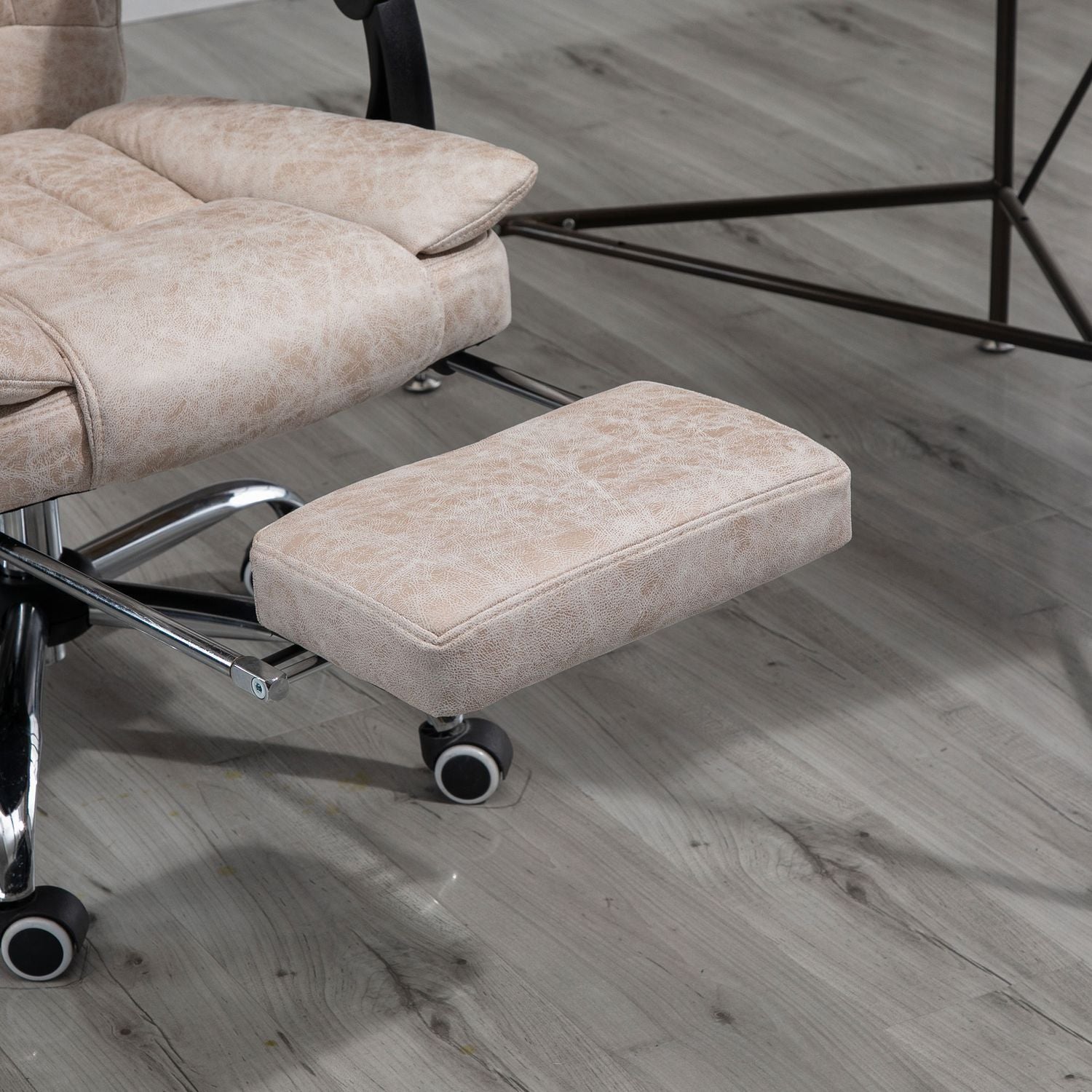 Liggande kontorsstol, mikrofiber, justerbar höjd, beige