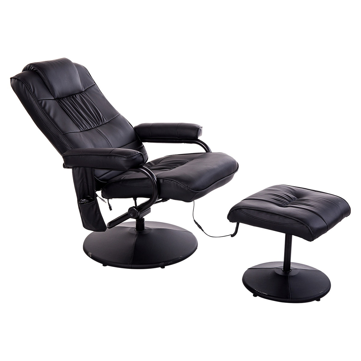 Liggande massagestol, 360° vridbar, fjärrkontroll, svart