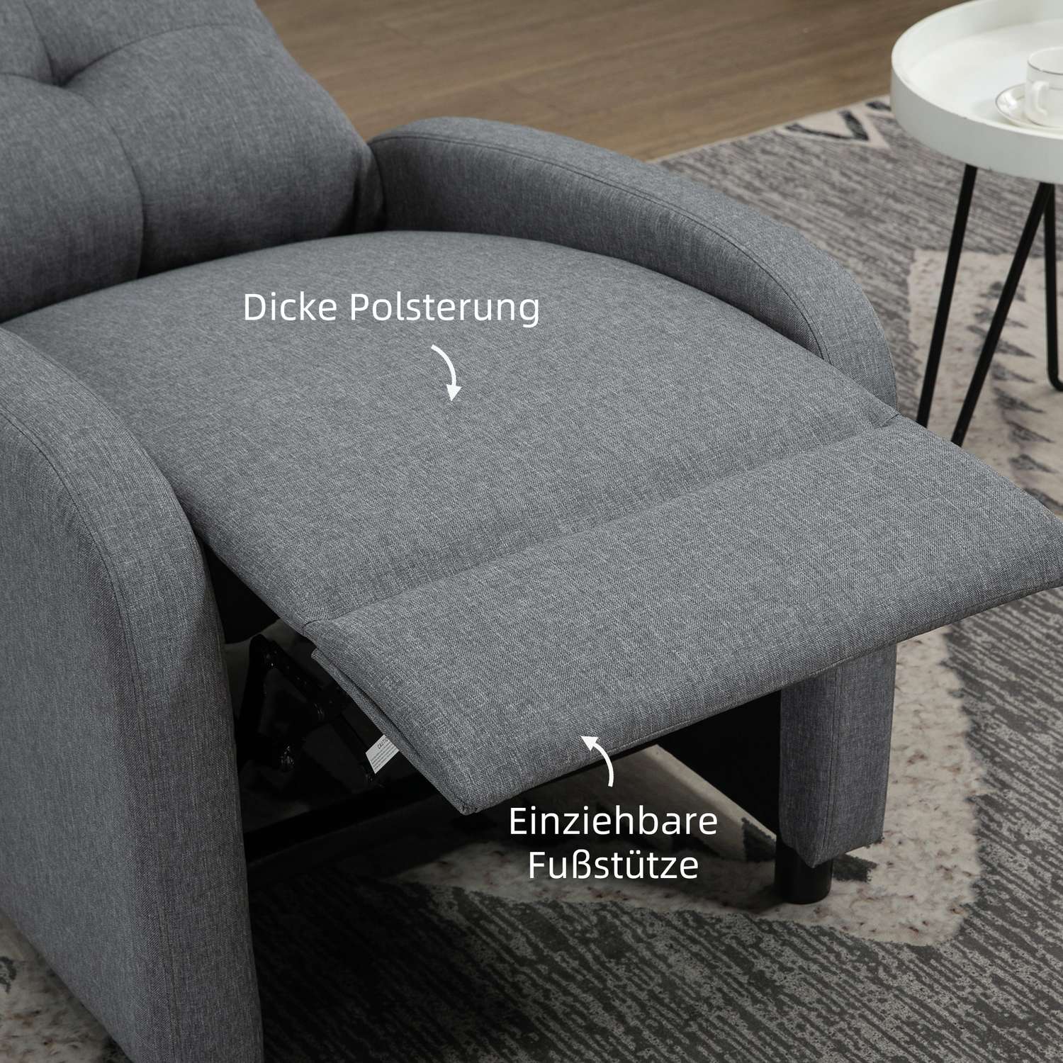 Liggfåtölj med Pocket Springs, 150kg, Grå Linne