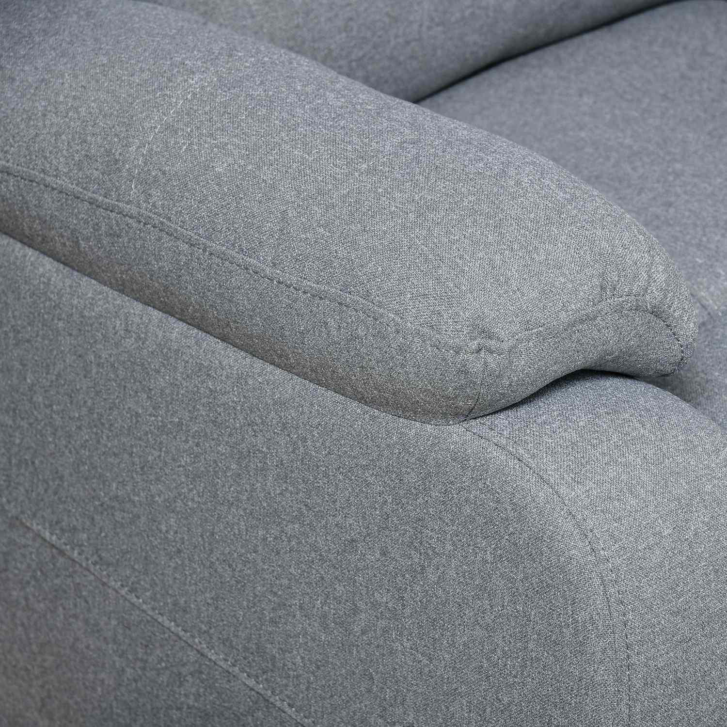 Liggfåtölj med sidoficka, grå linne-polyester