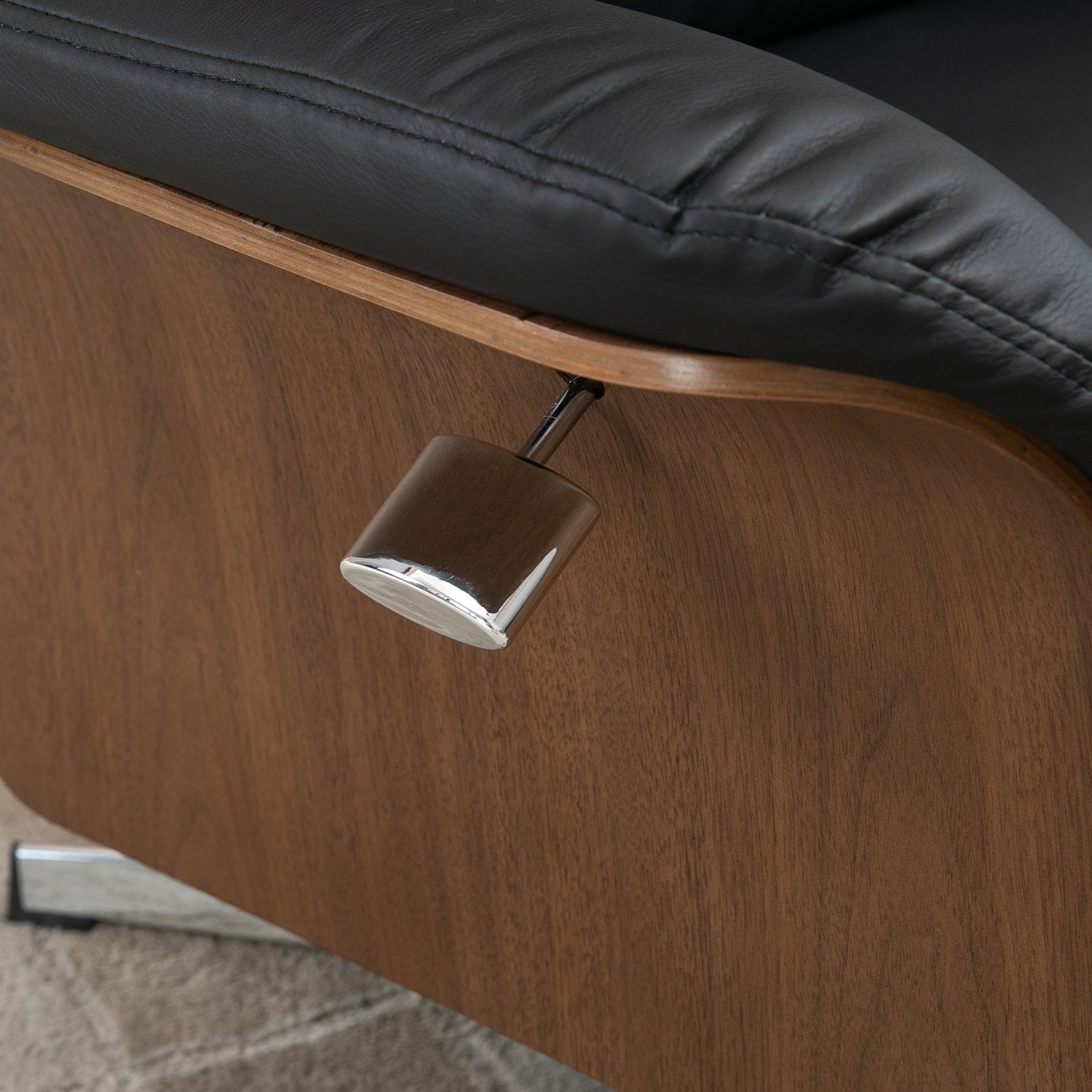 Liggstol med ottomansk, vridbar, konstläder, svart