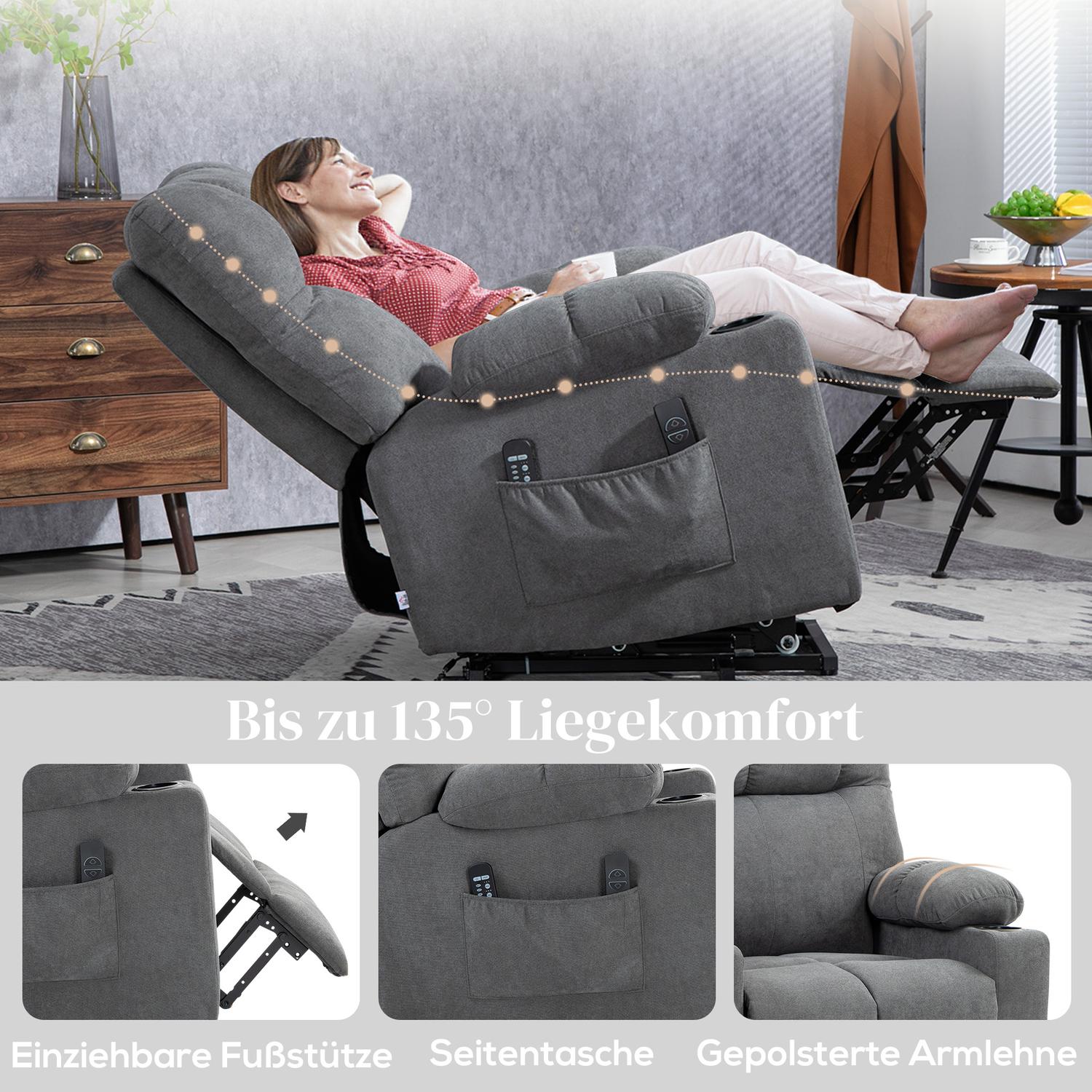 Liggstol med ståhjälp, massage och höjdjustering