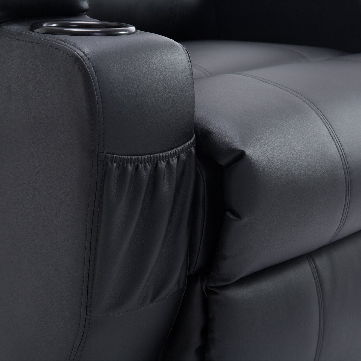 Liggstol med ståhjälp, svart konstläder, justerbar