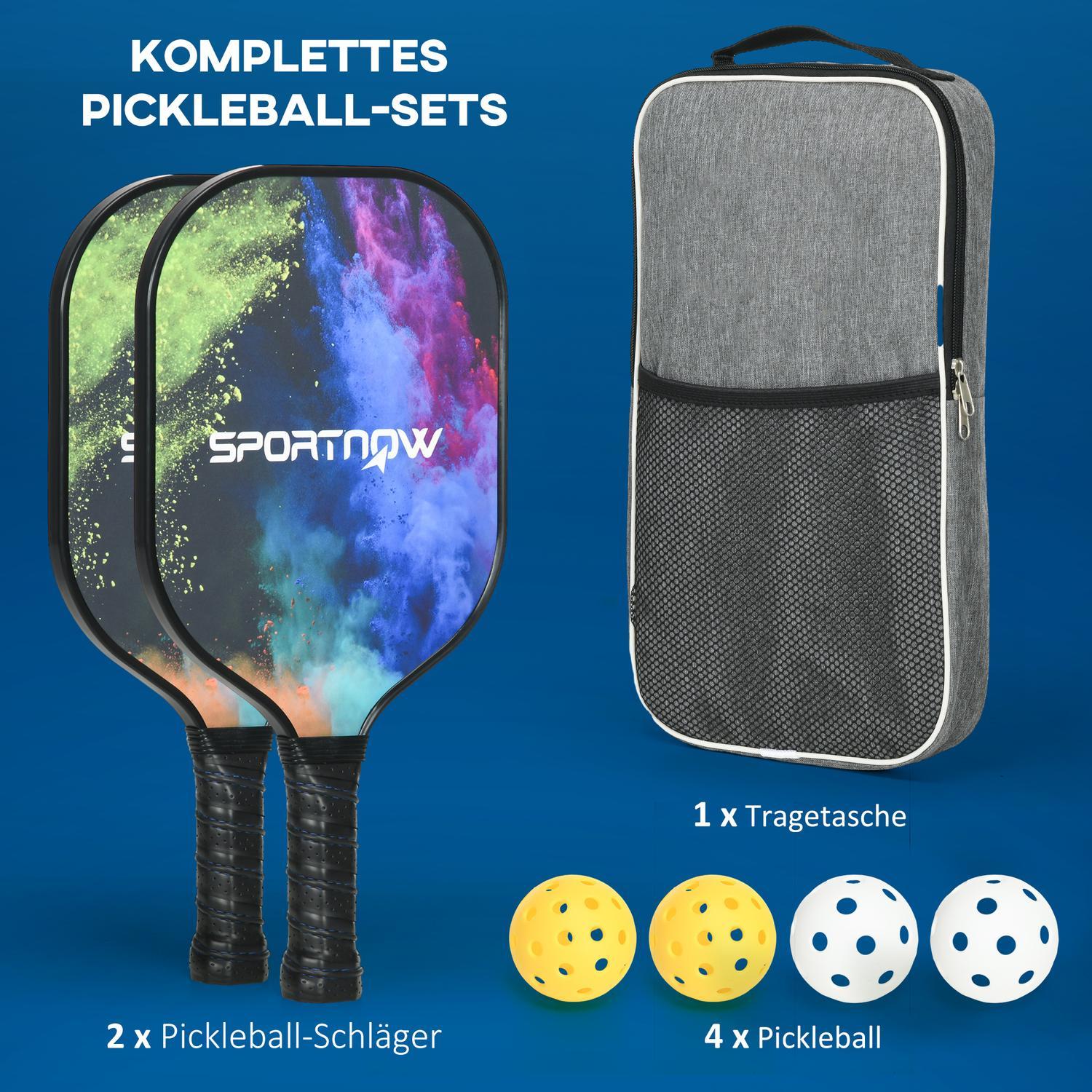 Pickleball Racket Set Glasfiber Paddle Set Med 2 Racketar, 4 Bollar, Bärväska, För Vuxna