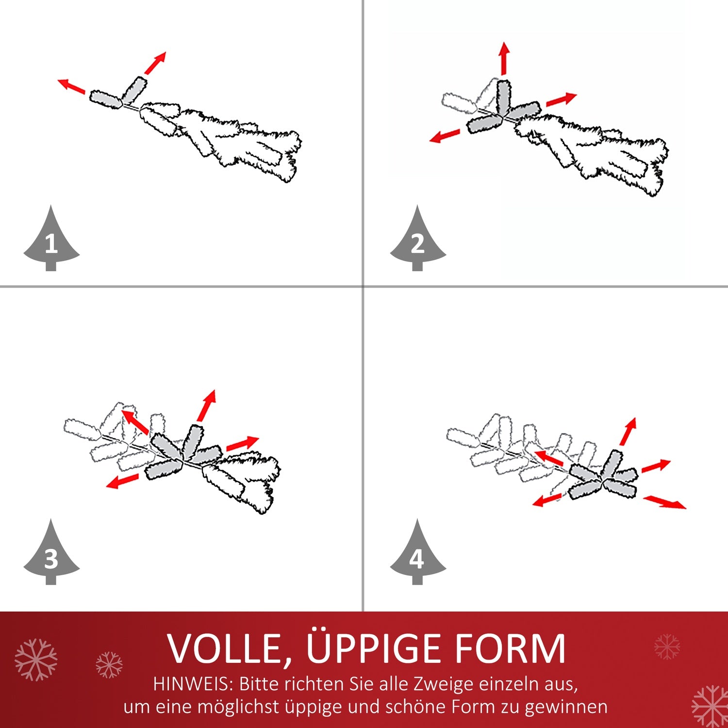 Liten grön julgran med LED-lampor och bär