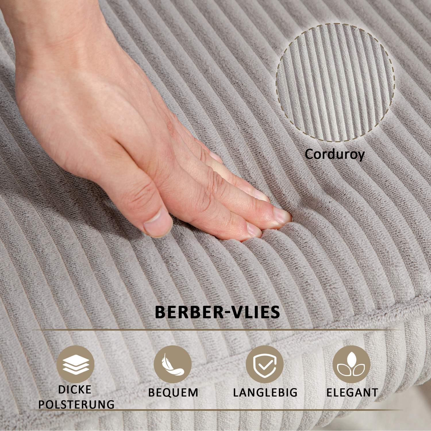 Ljusgrå gungstol med armstöd, trälöpare