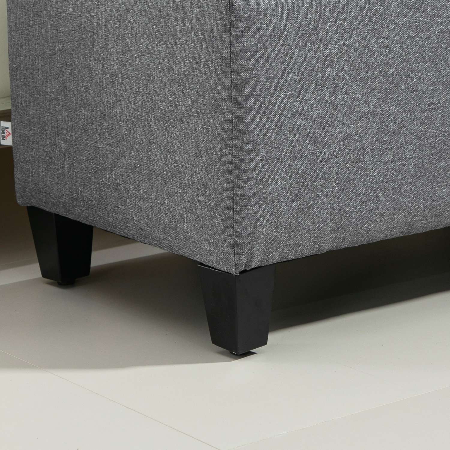 Ljusgrå stoppad förvaringsbänk – 100 x 40 x 44 cm