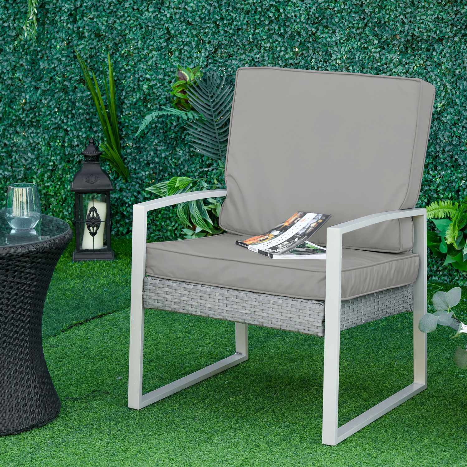 Ljusgrå tvättbara sittdynor, 56x52 cm, set med 2 st