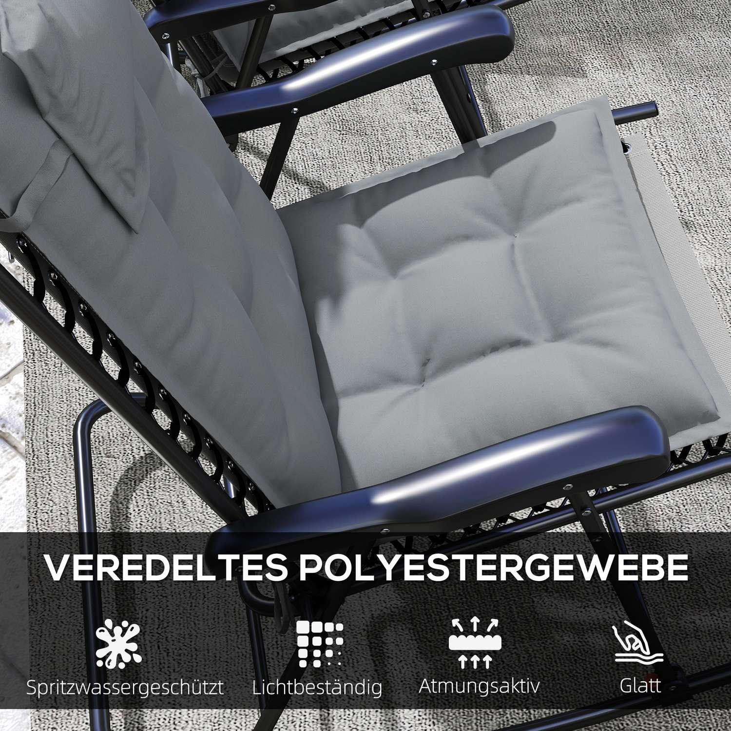 Ljusgrå vattenavvisande trädgårdssängkuddar, 50x116 cm