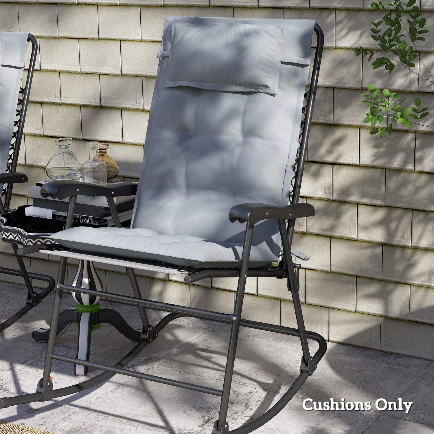 Ljusgrå vattenavvisande trädgårdssängkuddar, 50x116 cm