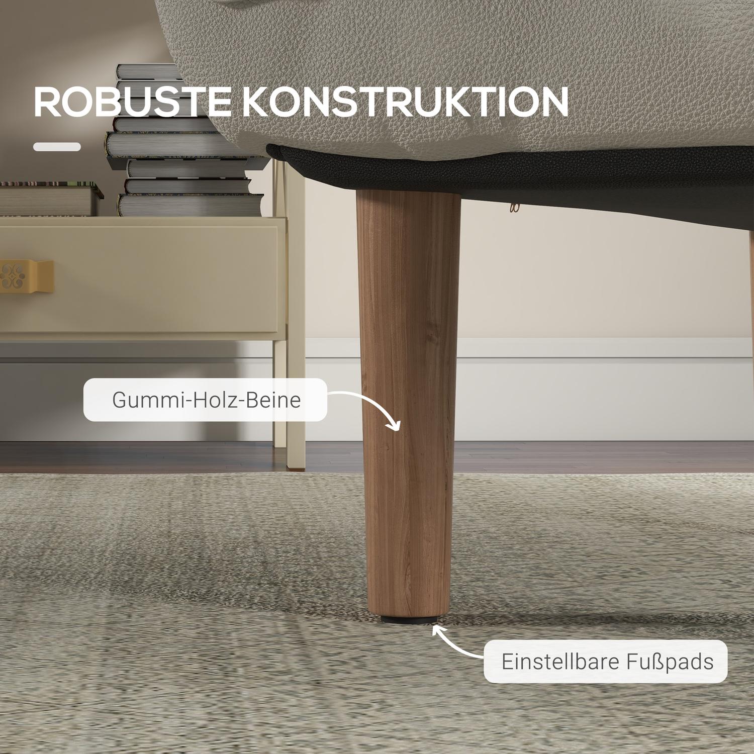 Loungestol med kuddar, justerbar och krämig mikrofiber