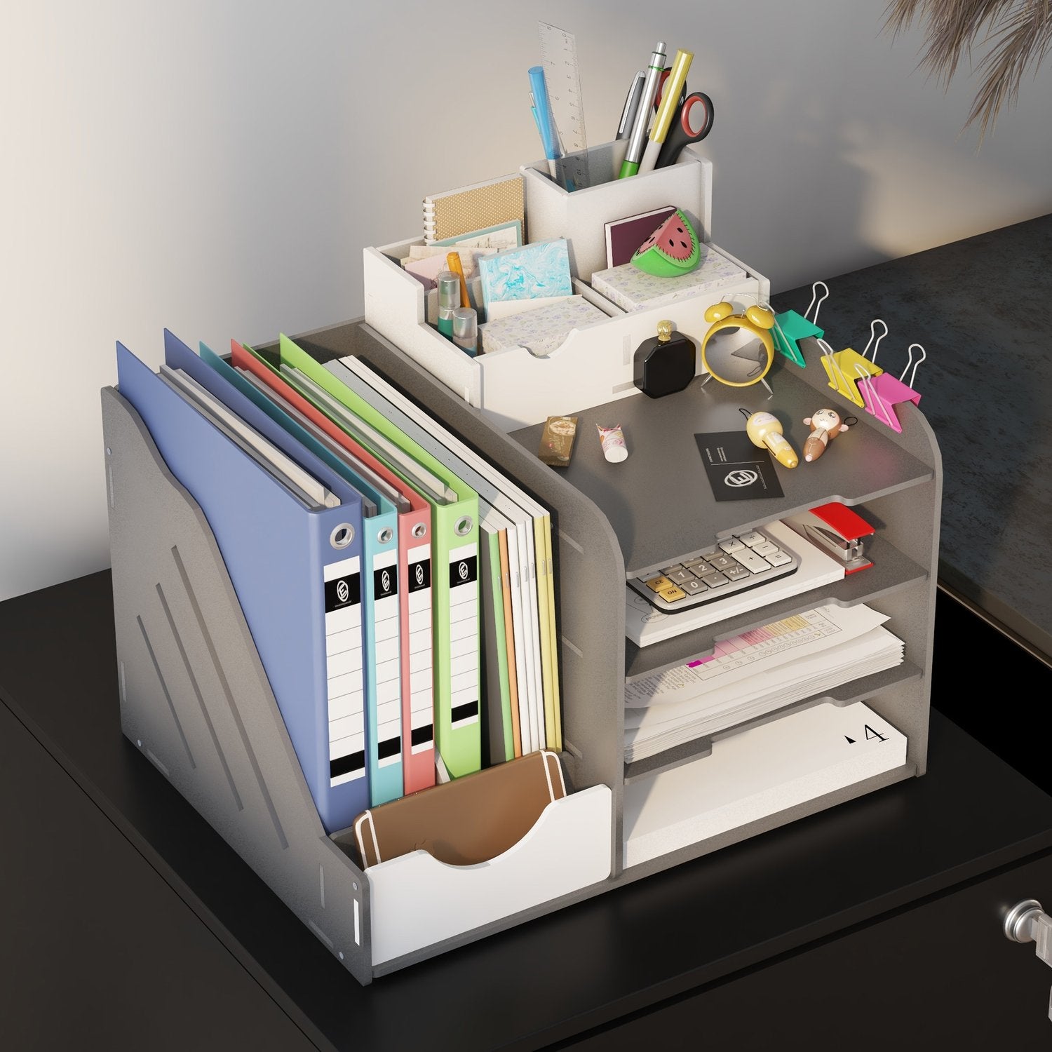 Låsbart arkivskåp i svart stål på hjul, 2 lådor