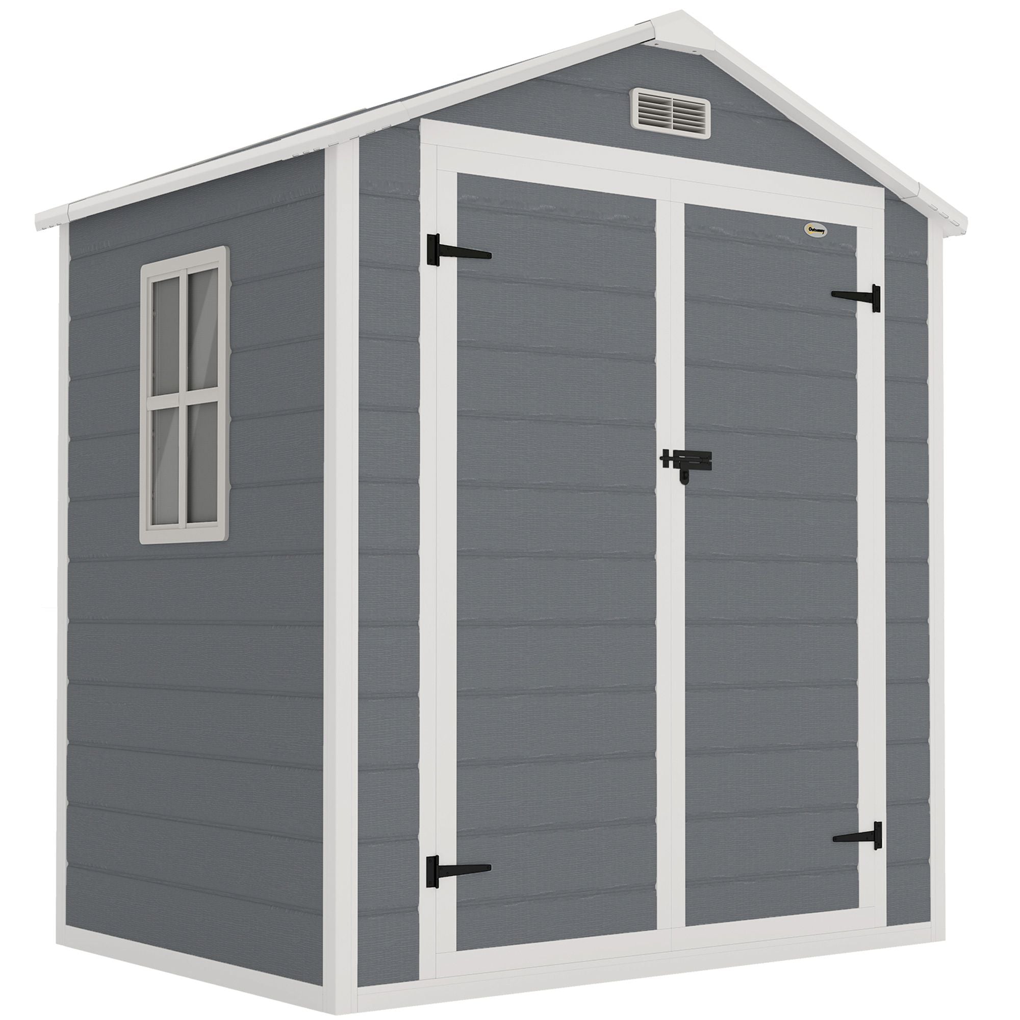 Vergrendelbare metalen tuinschuur, dubbele deur, raam, 1,80 x 1,30 x 2,10 m