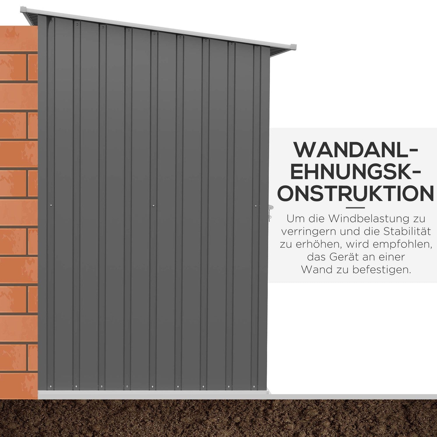 Låsbart trädgårdsskåp i stål, Pent tak, 0,92 m², Grå