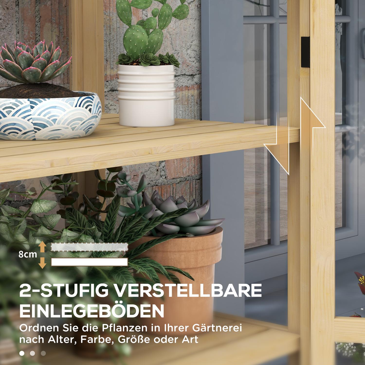 Låsbart växthus med kall ram i trä med takfönster