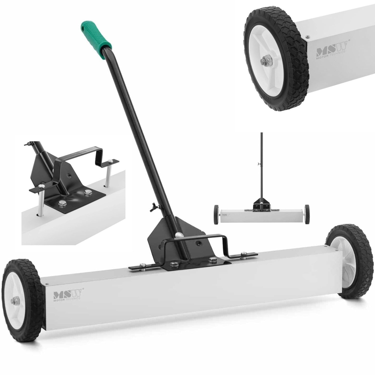 Magnetisk sopkvast för uppsamling av nagelfilar på hjul, bredd 75 cm
