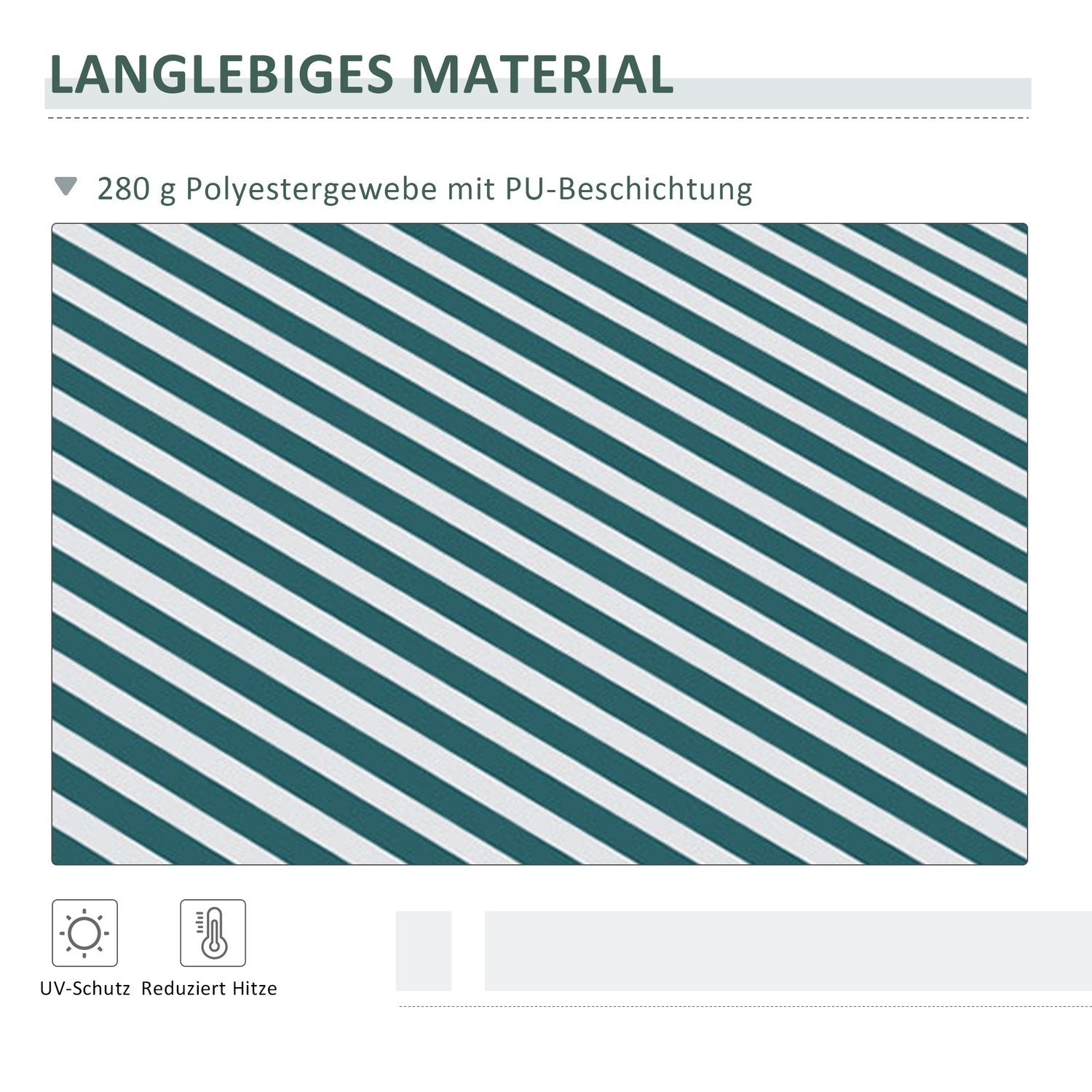 Manuell fällbar balkongmarkis, 4m, Solskydd, Vit/Grön