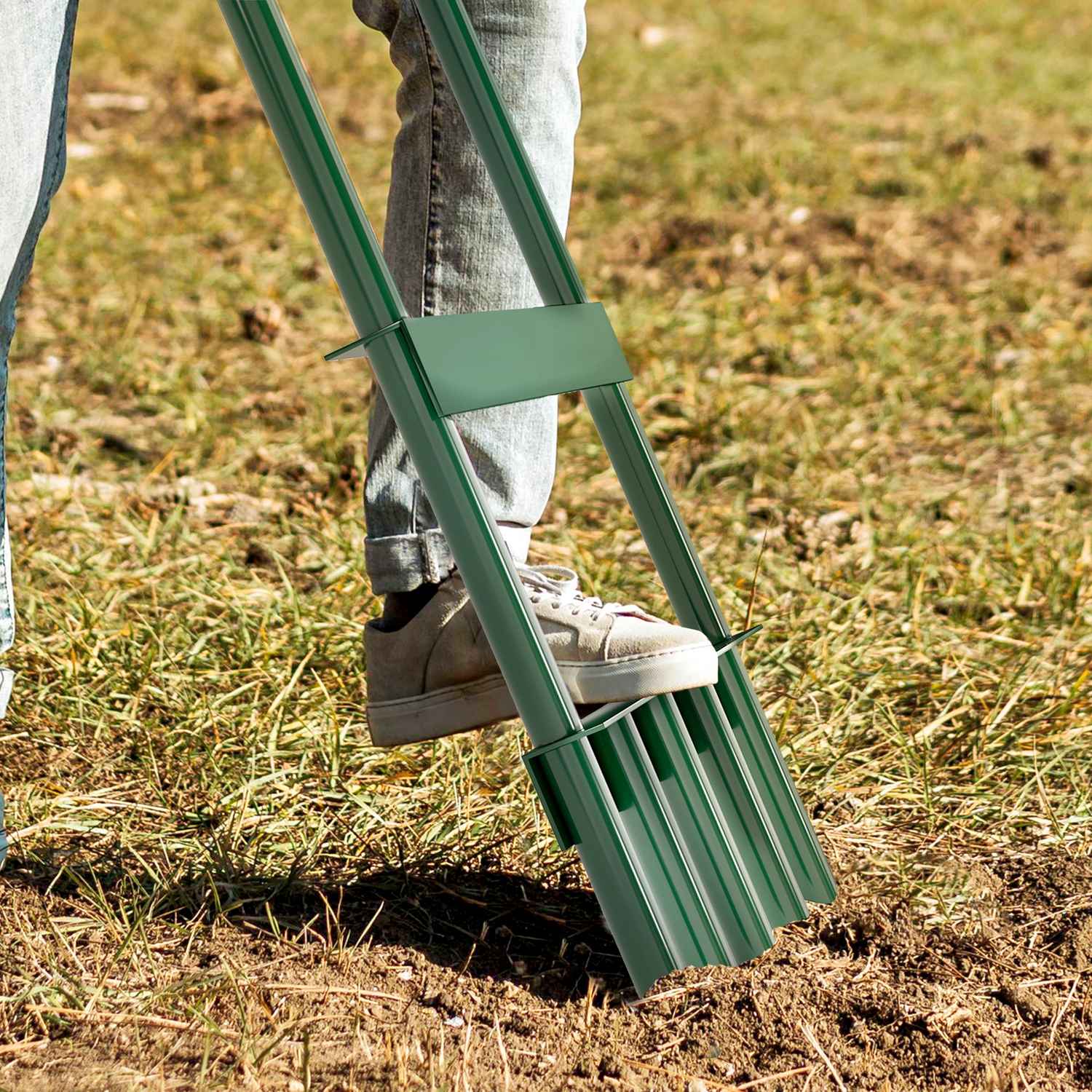 Manuell gräsmatta luftare, 30 cm bred, halkfritt handtag
