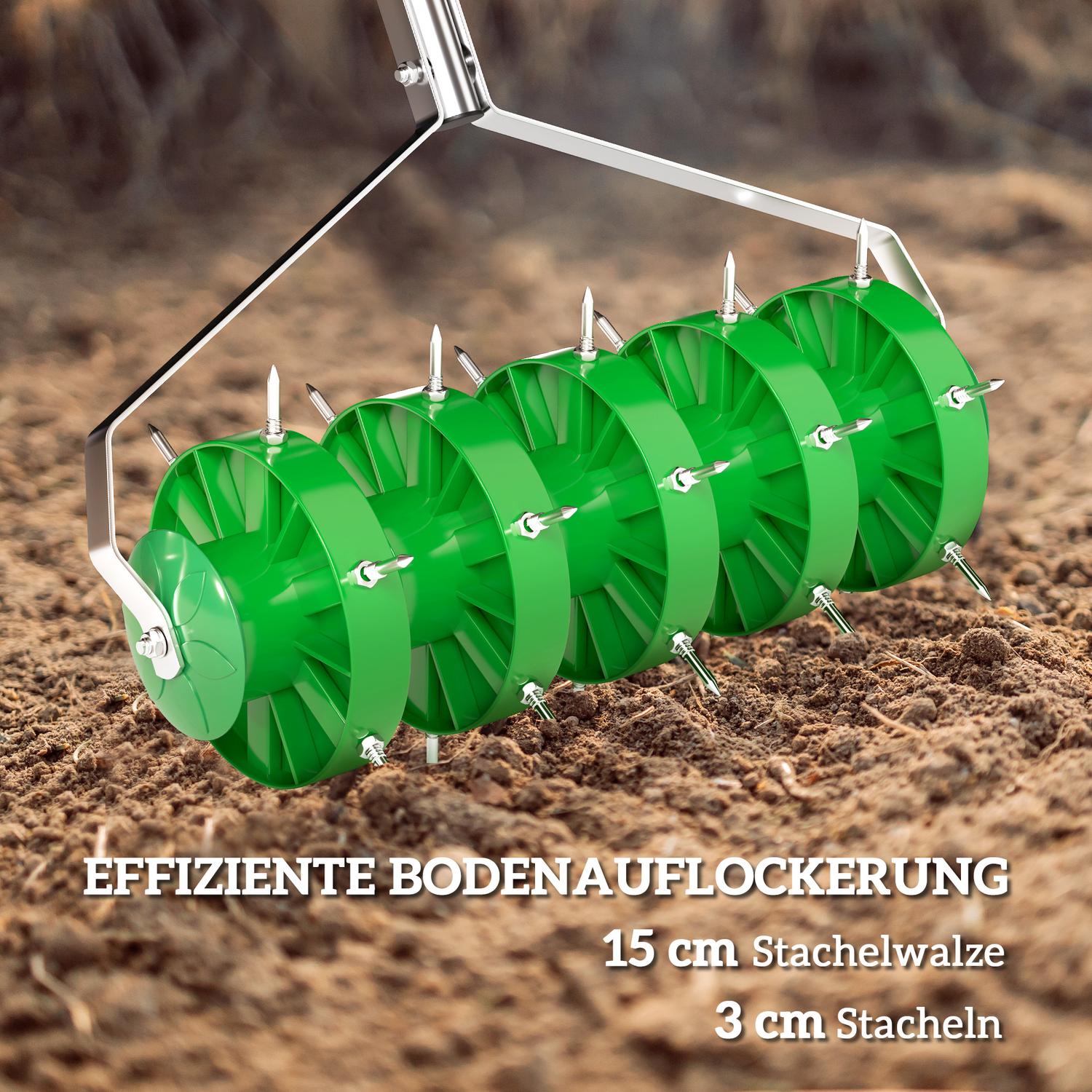 Manuell gräsmatta luftare, 45 cm bred, 30 järnpiggar