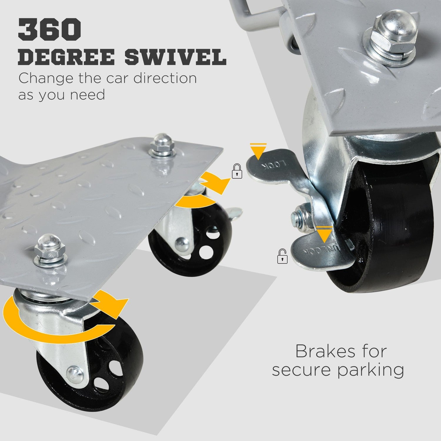 Manövreringsjacksats, däckhjälp med 4 hjul, grå, 40,5x30 cm