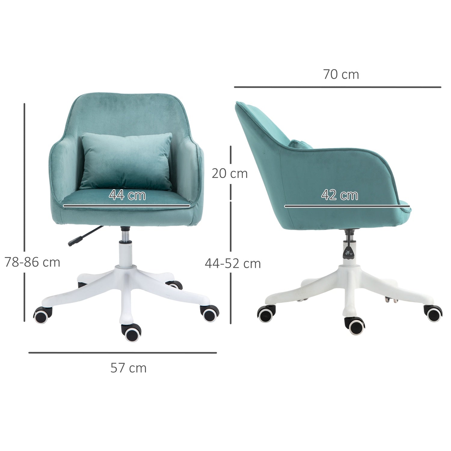 Kontorsmassagestol – USB-vibration, svankstöd, 78-86 cm