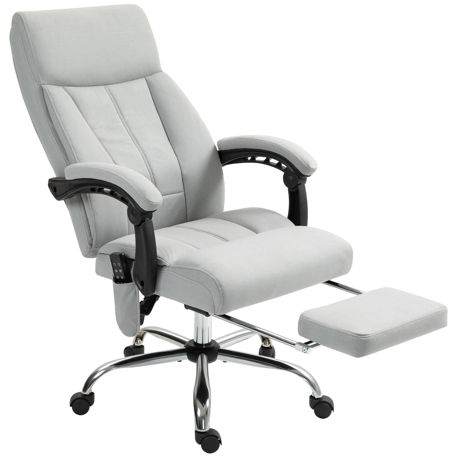 Ergonomisk liggande kontorsstol med fotstöd, ljusgrå