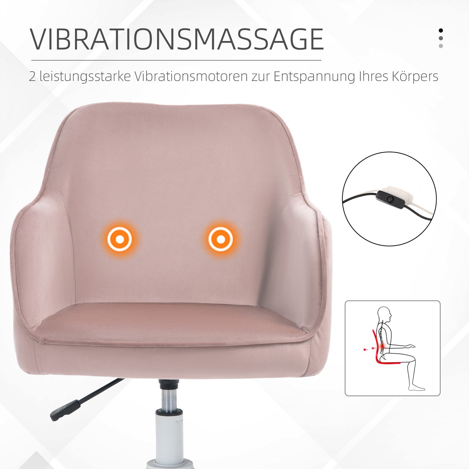 Massagekontorsstol med vibration och justerbara armstöd