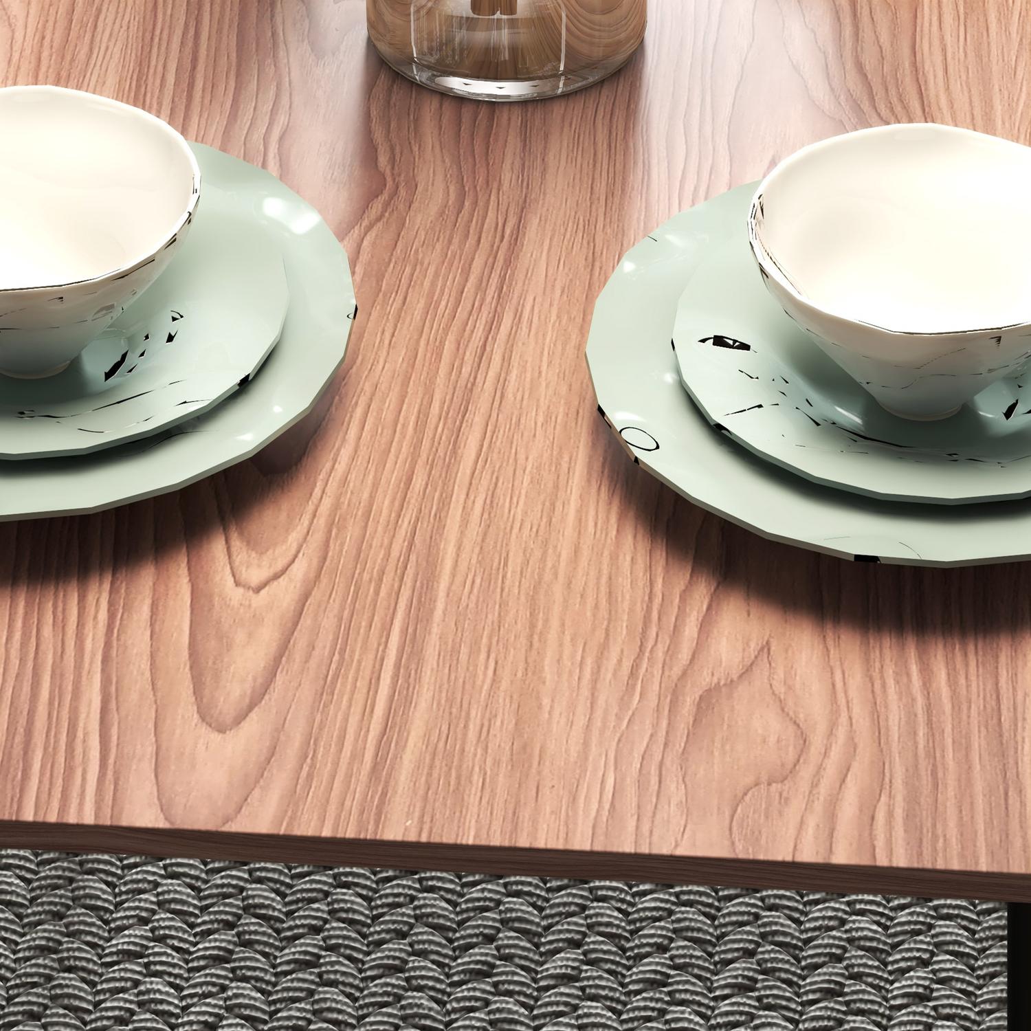 Matbordsset med 4 stolar, teak och stål, modern design