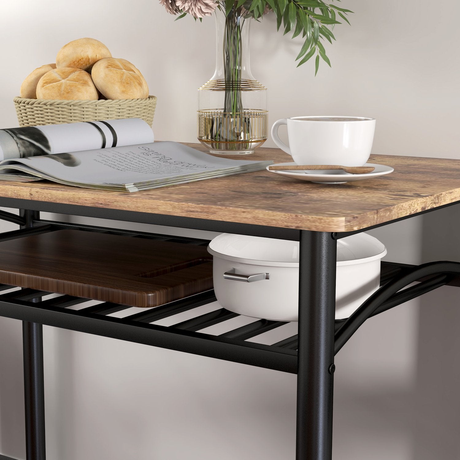 Matsalsset, bord med 2 stolar & bänk, platsbesparande