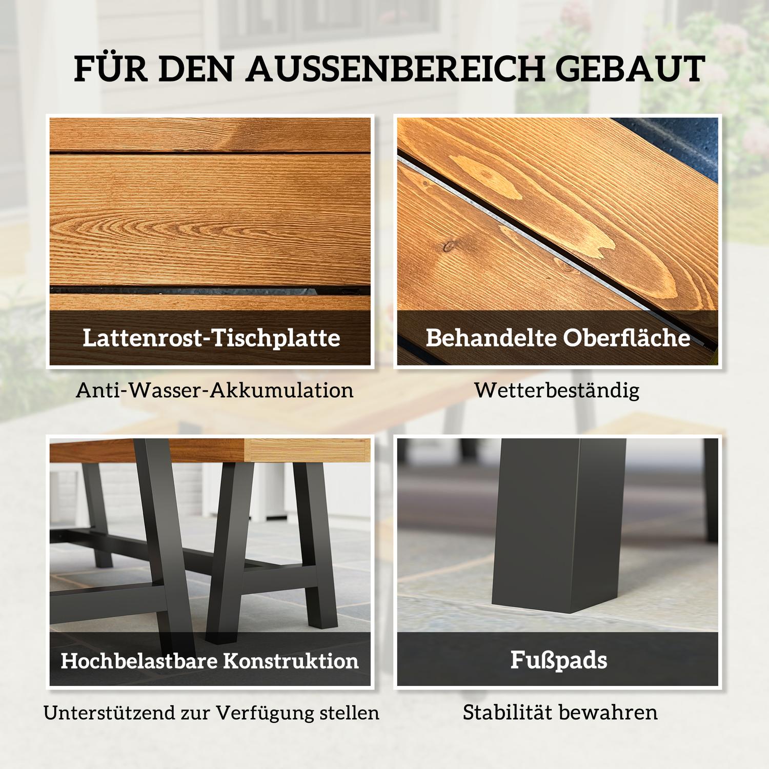 Matsalsset i teak i 3 delar med bänkar för 4