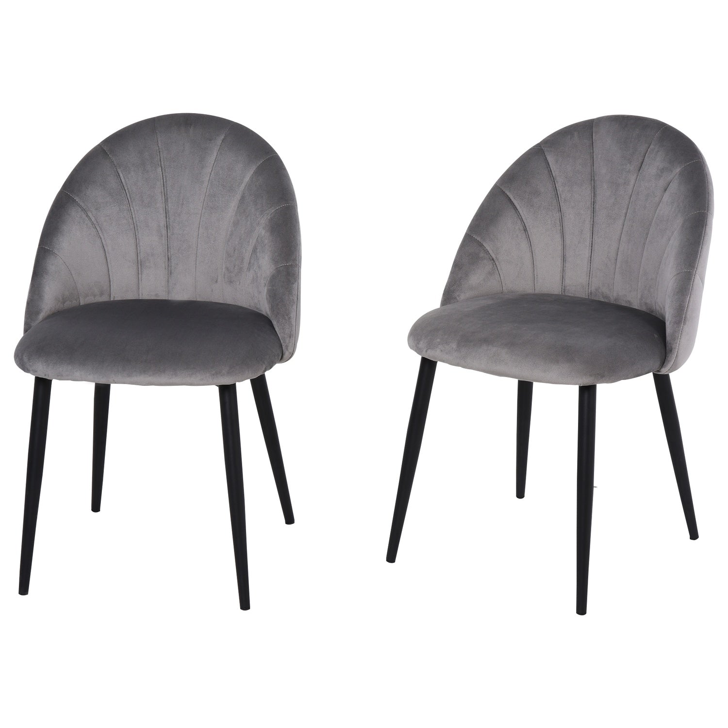 Sammetsmatsalsstolar Set om 2, Skandi Design, Grå