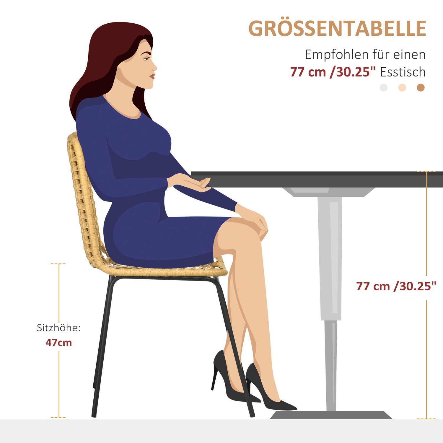 Matsalsstolset om 2, Rottinglook, Gul, Stål