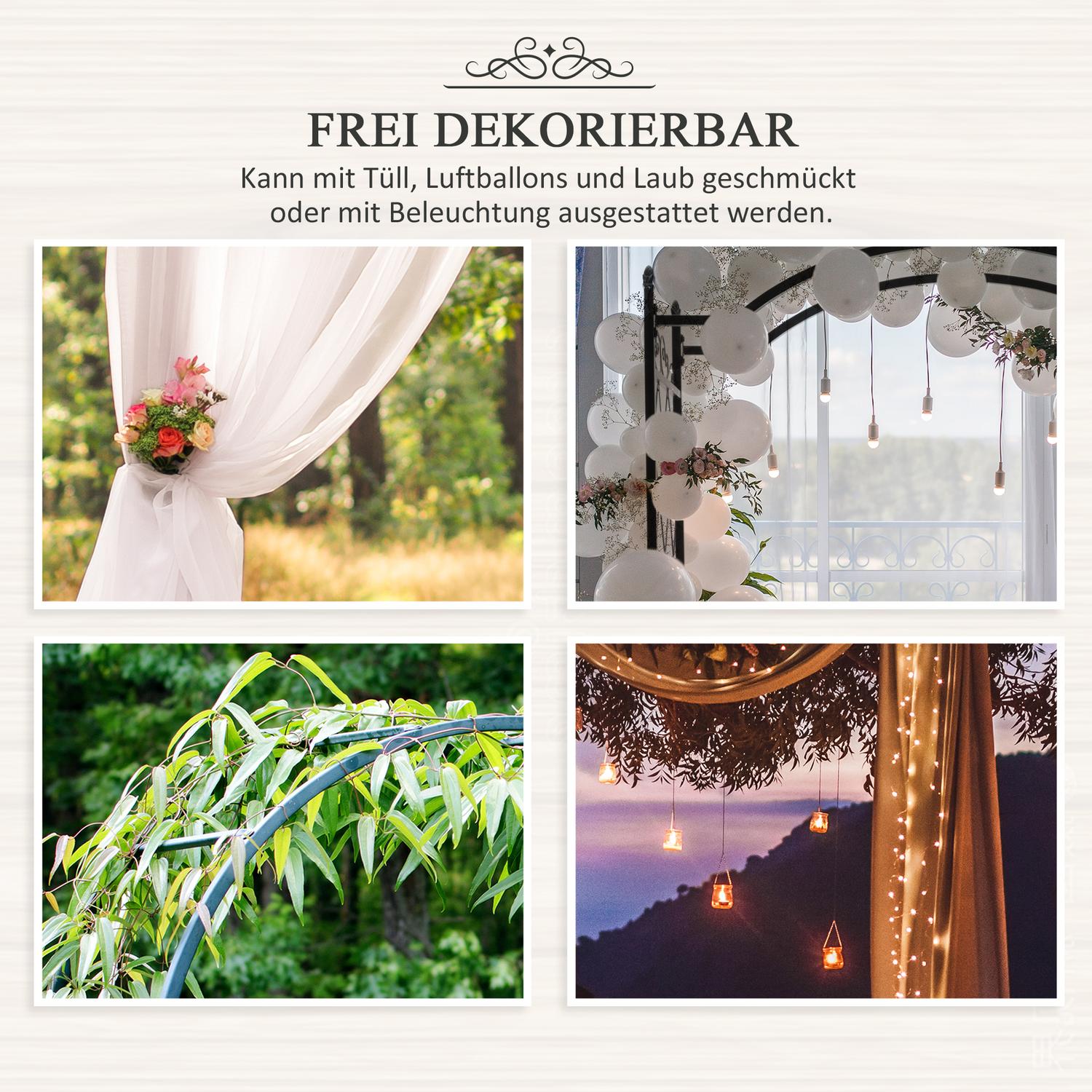 Metal Garden Arch Spaljé, Svart, 114x30x230 cm