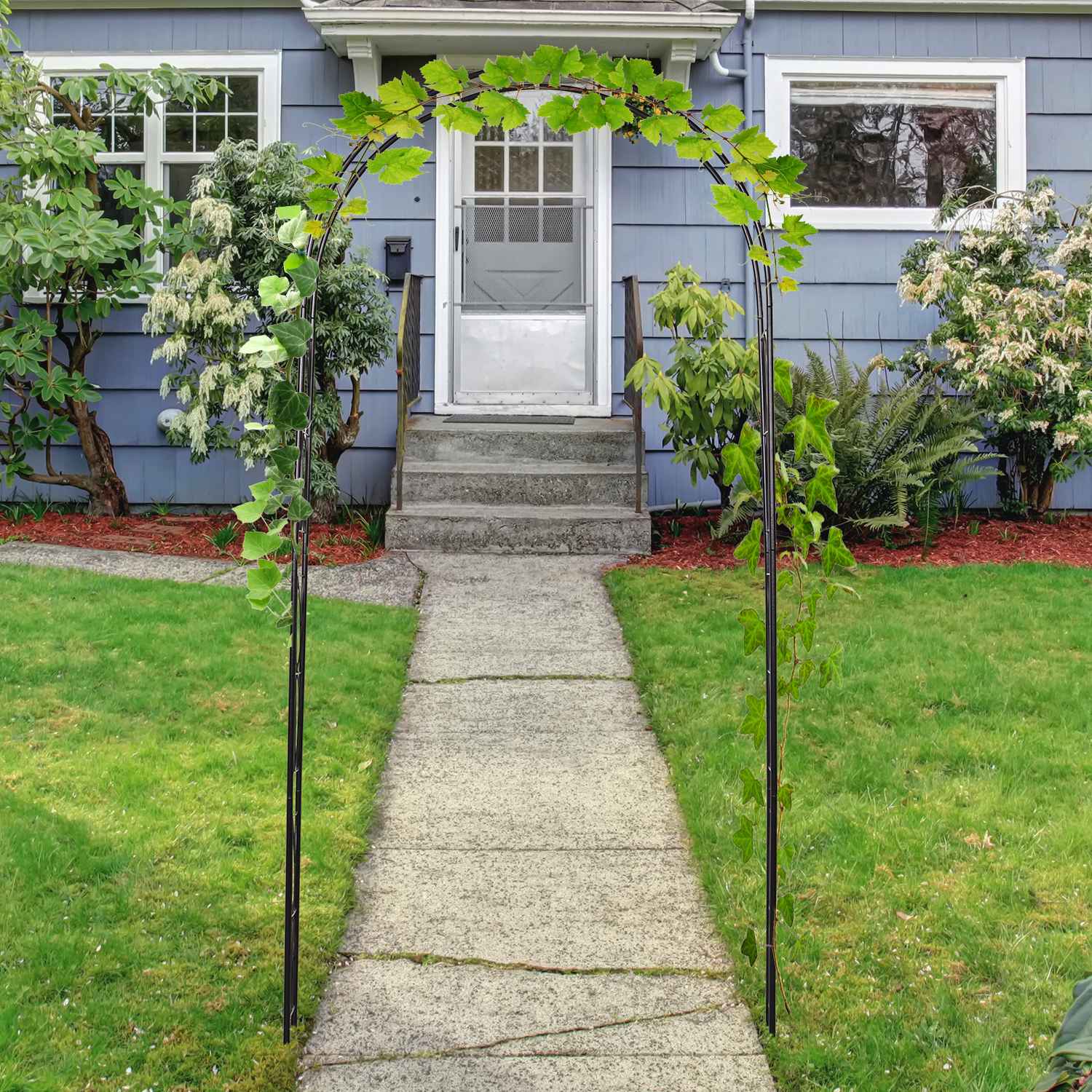 Metal Garden Arch Spaljé, Svart, 114x30x230 cm