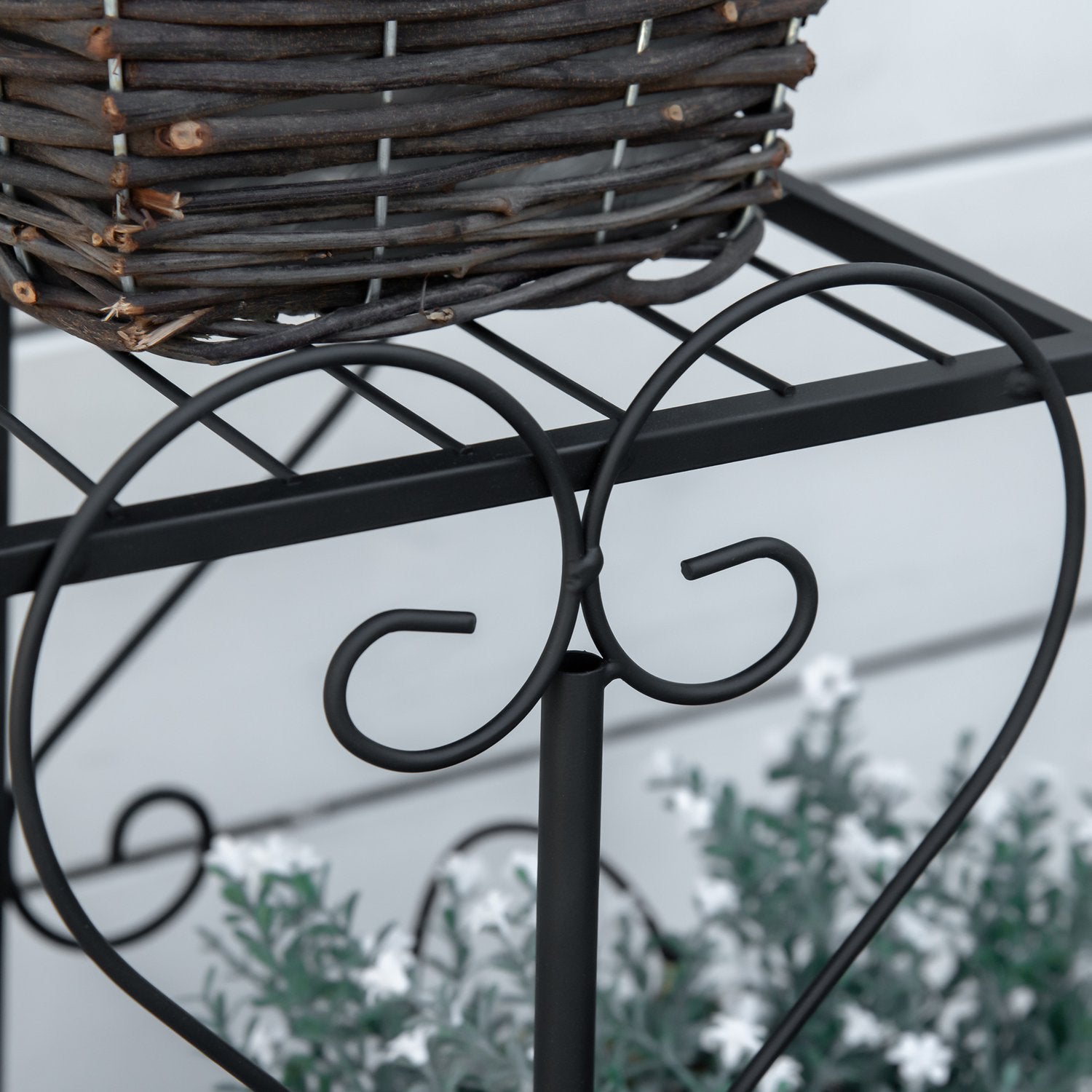 Metall 4-vånings växthylla för trädgård och balkong, svart